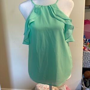 FabRik Small mint green halter top with ruffle detail. Light airy summer halter!